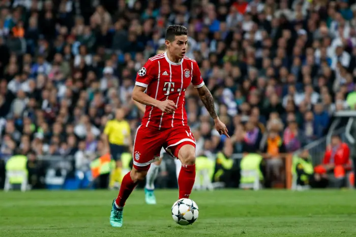 James Rodriguez of Bayern during the Champions League, 1/2 second round, soccer match played at Santiago Bernabeu Stadium, Madrid, Spain, between Real Madrid and Bayern Munich, May 1th, 2018.