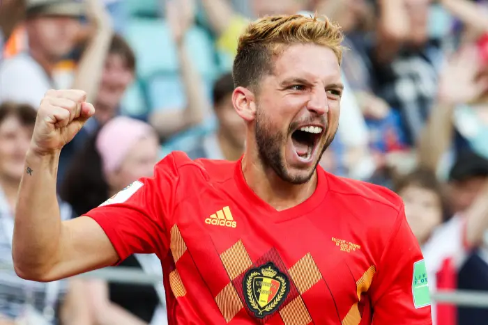 Belgiumís Dries Mertens celebrates scoring