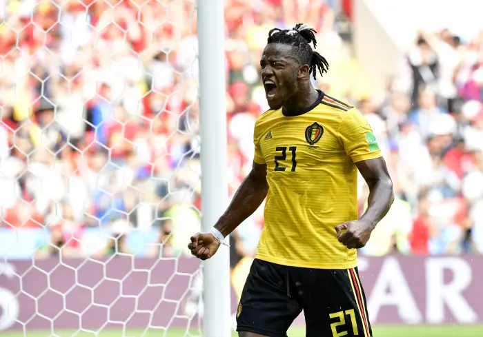 Moscow, Russia - June 23 : Michy Batshuayi forward of Belgium during the FIFA 2018 World Cup Russia group G phase match between Belgium and Tunisia at the Spartak Stadium on June 23, 2018 in Moscow, Russia 23/06/2018