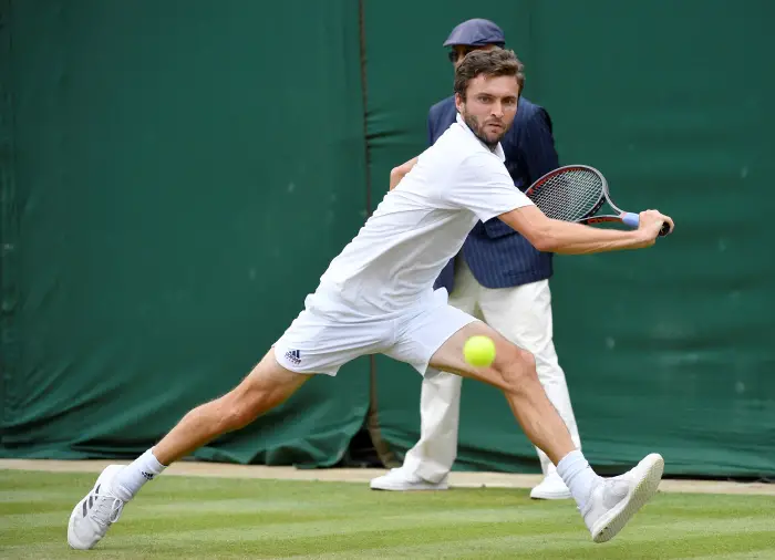 Tennis - Wimbledon - All England Lawn Tennis and Croquet Club, London, Britain - July 10, 2018. France's Gilles Simon in action