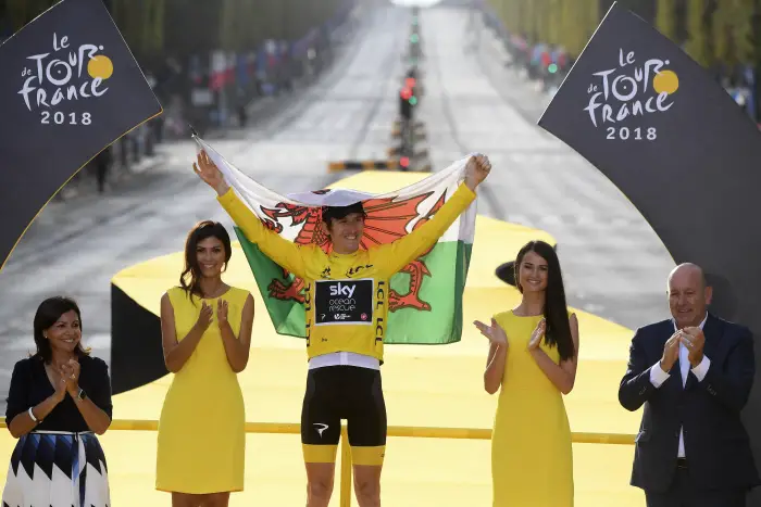 PARIS CHAMPS-ELYSEES, FRANCE - JULY 29 : THOMAS Geraint (GBR) of Team SKY during stage 21 of the 105th edition of the 2018 Tour de France cycling race, a stage of 116 kms between Houilles and Paris Champs-Elysees on July 29, 2018 in Paris Champs-Elysees, France, 29/07/18