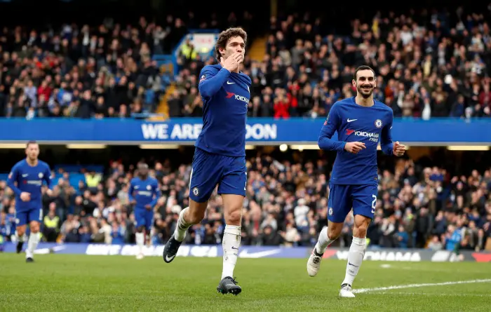 Soccer Football - FA Cup Fourth Round - Chelsea vs Newcastle United - Stamford Bridge, London, Britain - January 28, 2018   Chelsea's Marcos Alonso celebrates scoring their third goal