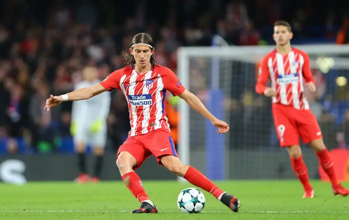 Filipe Luis of Atletico Madrid during the UEFA Champions League Group C match between Chelsea and Atletico Madrid at Stamford Bridge on December 5th 2017 in London, England.