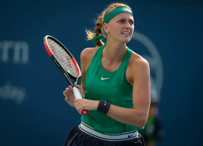 August 16, 2018 - Petra Kvitova of the Czech Republic in action during her third-round match at the 2018 Western & Southern Open WTA Premier 5 tennis tournament. Cincinnati, Ohio, USA. August 16th 2018.
