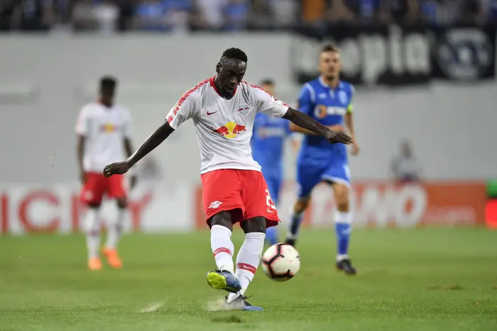 U Craiova 1984 Club Sportiv - RB Leipzig RB Leipzig s Jean-Kevin Augustin in action during during UEFA Europa League 2018/2019, Third Qualifying Ro,, 2st leg match between U Craiova 1984 Club Sportiv vs RB Leipzig on Ion Oblemenco Stadium, Craiova Romania, 16 August 2018