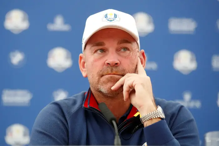 Golf - 2018 Ryder Cup at Le Golf National - Guyancourt, France, September 25, 2018    Team Europe captain Thomas Bjorn during a press conference