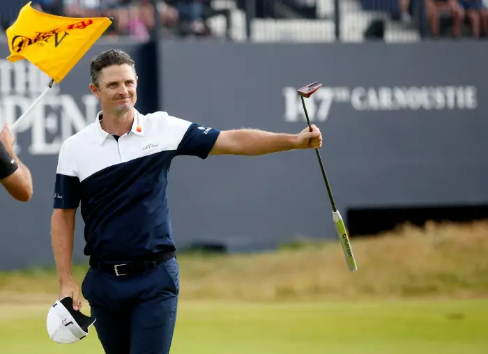 Golf - The 147th Open Championship - Carnoustie, Britain - July 22, 2018   England's Justin Rose gestures to fans on the 18th during the final round