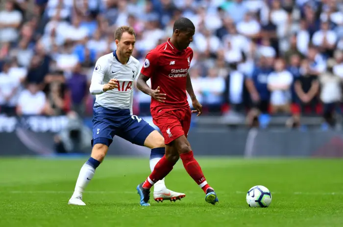 Soccer Football - Premier League - Tottenham Hotspur v Liverpool - Wembley Stadium, London, Britain - September 15, 2018  Liverpool's Georginio Wijnaldum in action with Tottenham's Christian Eriksen