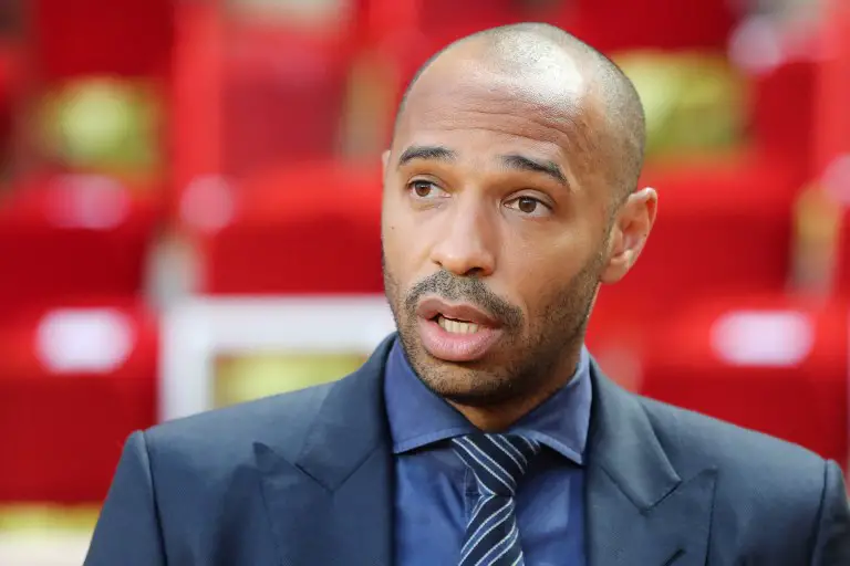 Belgium's national football team assistant coach Thierry Henry looks on prior to the UEFA Champions League first round football match between AS Monaco and Atletico Madrid at the Stade Louis II, in Monaco, on September 18, 2018. (Photo by Valery HACHE / AFP)
