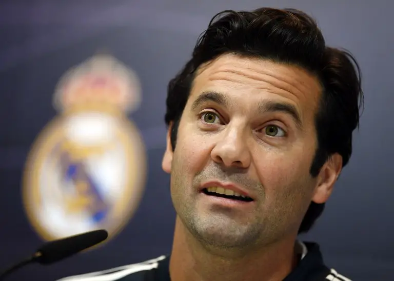 Temporary coach of Real Madrid CF, Argentinian former player Santiago Solari, holds a press conference at the Ciudad Real Madrid training facilities in Madrid's suburb of Valdebebas, on October 30, 2018. - Santiago Solari has been put in temporary charge of Real Madrid after Julen Lopetegui was sacked on October 29, 2018. Solari was the coach of Madrid's B team, Castilla, and is now expected to take Madrid for their Copa del Rey game against Melilla tomorrow. (Photo by GABRIEL BOUYS / AFP)