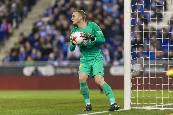FC Barcelona goalkeeper Jasper Cillessen (13) during the match between RCD Espanyol v FC Barcelona, for the round of 8(1st leg) of the King's cup, played at RCDE Stadium on 17th January 2018 in Barcelona, Spain.