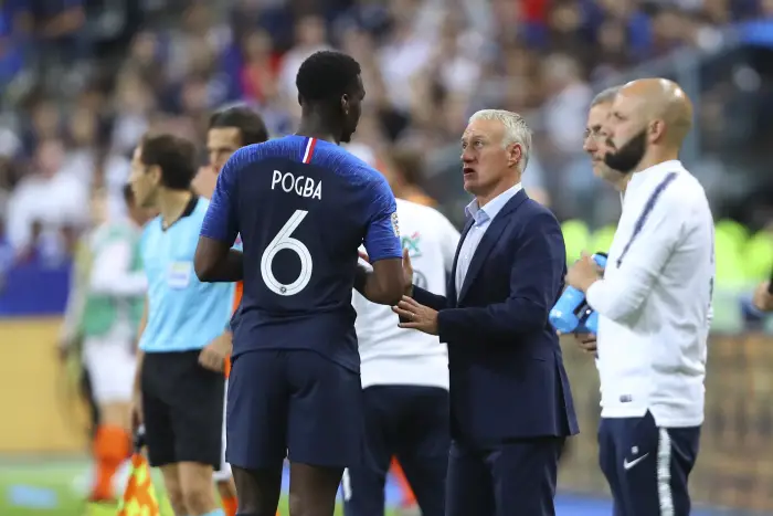 Paul Pogba (France) et Didier Deschamps ( Entraineur coach France )