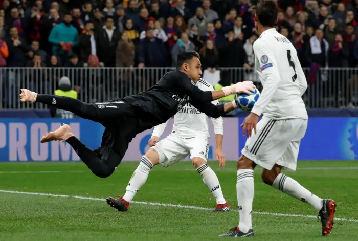 Real Madrid's Keylor Navas makes a save
