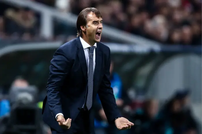 Real Madrid's head coach Julen Lopetegui in the 2018/19 UEFA Champions League Group G Round 2 football match against CSKA Moscow at Luzhniki Stadium