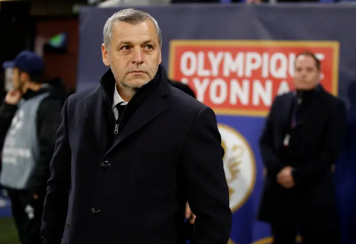 Lyon coach Bruno Genesio before the match