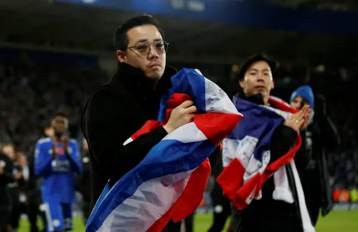 Soccer Football - Premier League - Leicester City v Burnley - King Power Stadium, Leicester, Britain - November 10, 2018  Leicester City Vice-Chairman Khun Aiyawatt Srivaddhanaprabha during a lap of honour in memory of his late father and Leicester City Chairman Vichai Srivaddhanaprabha after the match