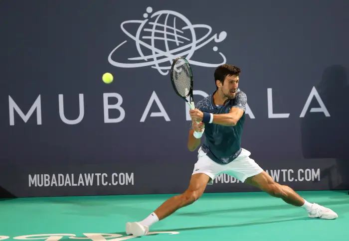 Tennis - Mubadala World Tennis Championship - Men Semi-Final - Abu Dhabi, United Arab Emirates - December 28, 2018. Serbia's Novak Djokovic in action during his match against Russia's Karen Khachanov.