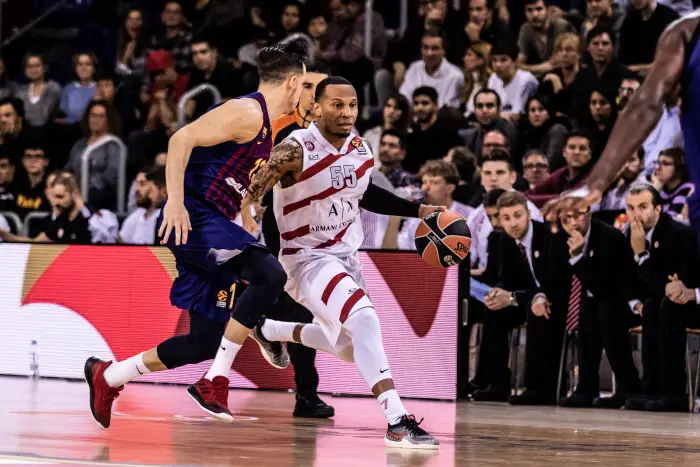 November 23, 2018 - Barcelona, Barcelona, Spain - Curtis Jerrells, #55 of AX Armani Exchange Olimpia Milan in actions during EuroLeague match between FC Barcelona Lassa and AX Armani Exchange Olimpia Milan on November 23, 2018 at Palau Blaugrana, in Barcelona, Spain.