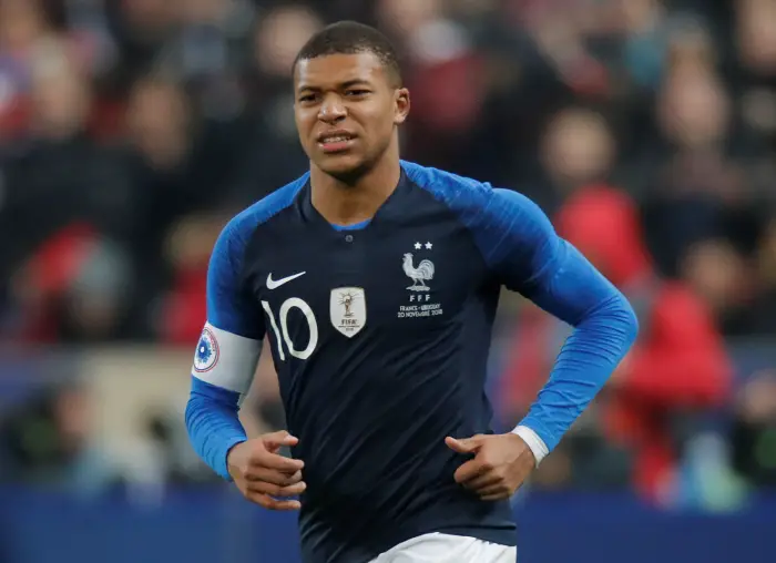 France's Kylian Mbappe during the match