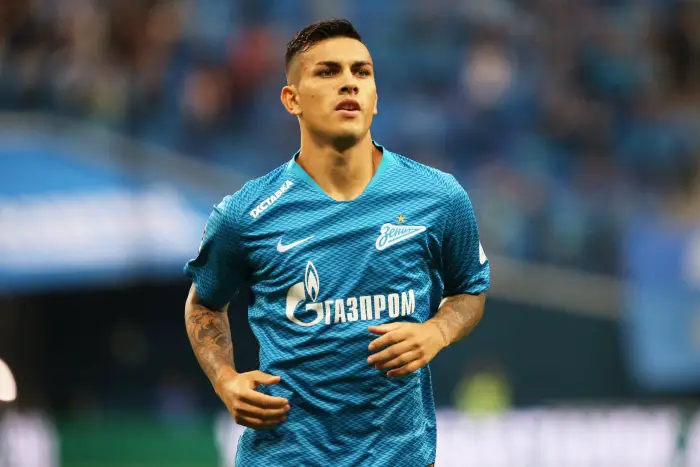 ST PETERSBURG, RUSSIA - AUGUST 19, 2018: Zenit St Petersburg's Leandro Paredes in a 2018/2019 Russian Football Premier League Round 4 match between Zenit St Petersburg and Ural Yekaterinburg at Saint Petersburg Stadium (Krestovsky Stadium).