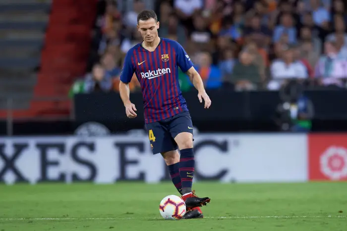 Thomas Vermaelen of FC Barcelona during the match between Valencia CF v FC Barcelona of LaLiga, date 8, 2018-2019 season. RCDE Stadium. Barcelona, Spain - 07 OCT 2018.