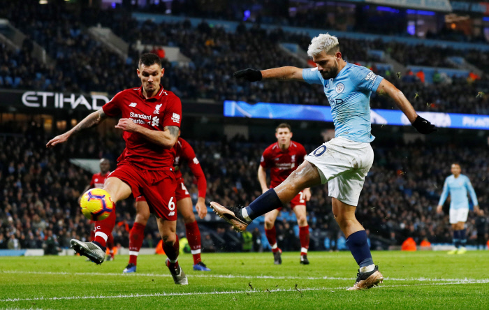 Soccer Football - Premier League - Manchester City v Liverpool - Etihad Stadium, Manchester, Britain - January 3, 2019  Manchester City's Sergio Aguero scores their first goal