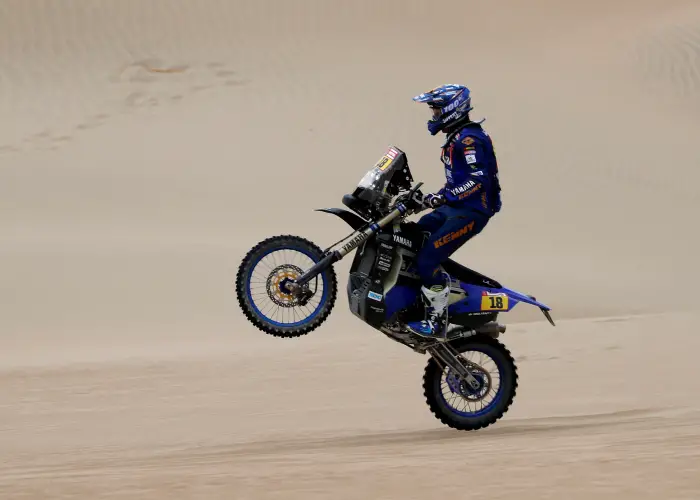 Yamalube Yamaha's Xavier de Soultrait in action during the race