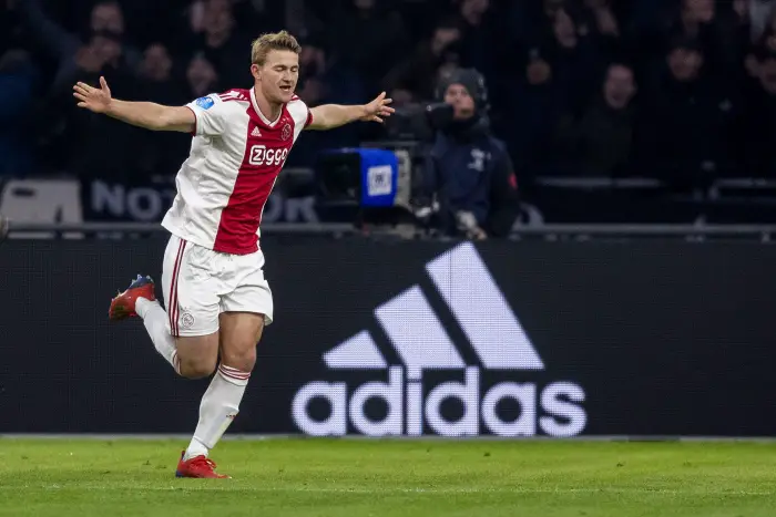 AMSTERDAM , 20-01-2019 , Johan Cruijff ArenA , season 2018 / 2019 , Dutch Eredivisie .   Ajax player Matthijs de Ligt celebrating the 3-1  during the match Ajax - Heerenveen