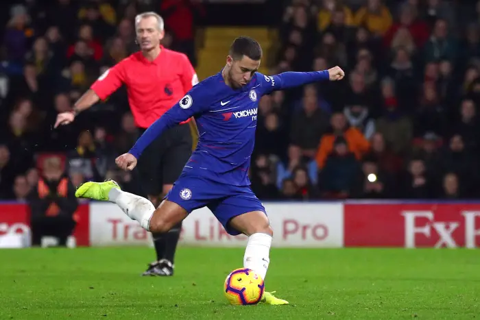 Soccer Football - Premier League - Watford v Chelsea - Vicarage Road, Watford, Britain - December 26, 2018   Chelsea's Eden Hazard scores their second goal from the penalty spot