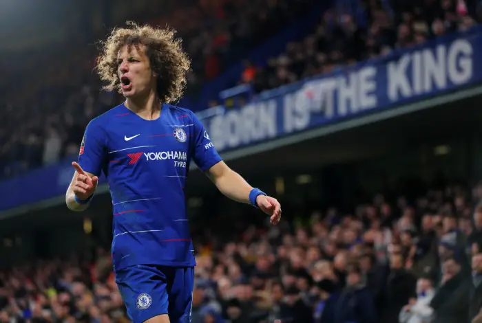 Chelsea's David Luiz reacts during the match