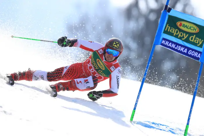 KRANJSKA GORA,SLOVENIA,09.MAR.19 - ALPINE SKIING - FIS World Cup, giant slalom, men. Image shows Marcel Hirscher (AUT).