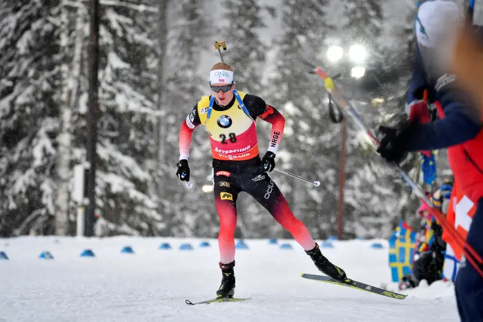 Biathlon - IBU World Biathlon Championships - Men's 10 km sprint - Oestersund, Sweden - March 9, 2019 - Johannes Thingnes Boe of Norway competes.
