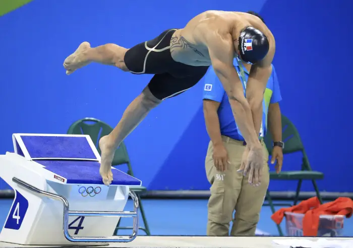 2016 Rio Olympics - Swimming - Preliminary - Men's 50m Freestyle - Heats - Olympic Aquatics Stadium - Rio de Janeiro, Brazil - 11/08/2016. Florent Manaudou (FRA) of France competes.