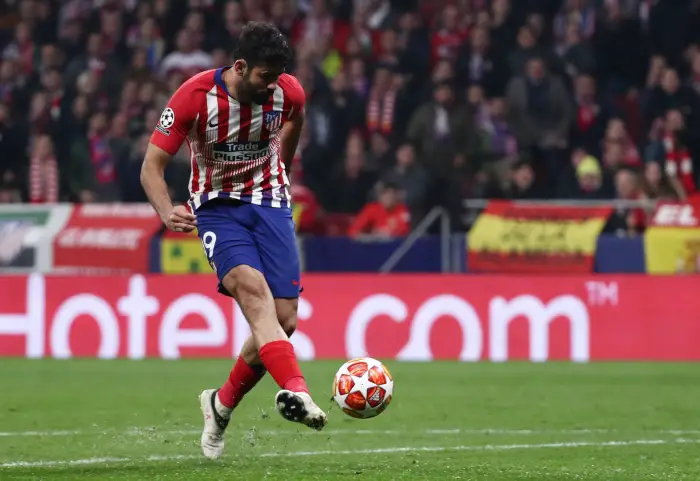 Atletico Madrid's Diego Costa shoots at goal