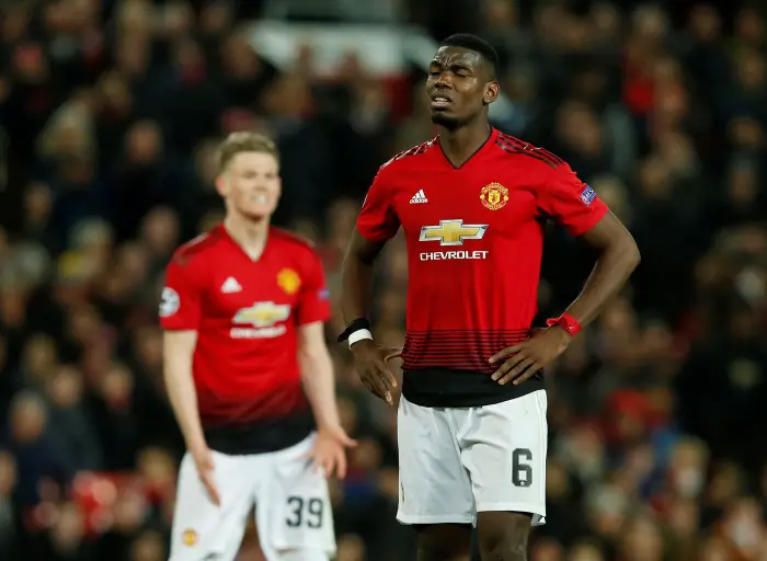 Manchester United's Paul Pogba reacts