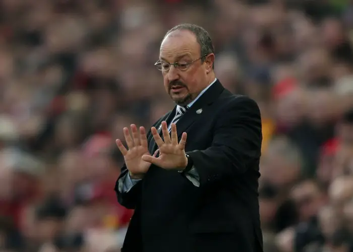 Soccer Football - Premier League - Liverpool v Newcastle United - Anfield, Liverpool, Britain - December 26, 2018  Newcastle United manager Rafael Benitez gestures