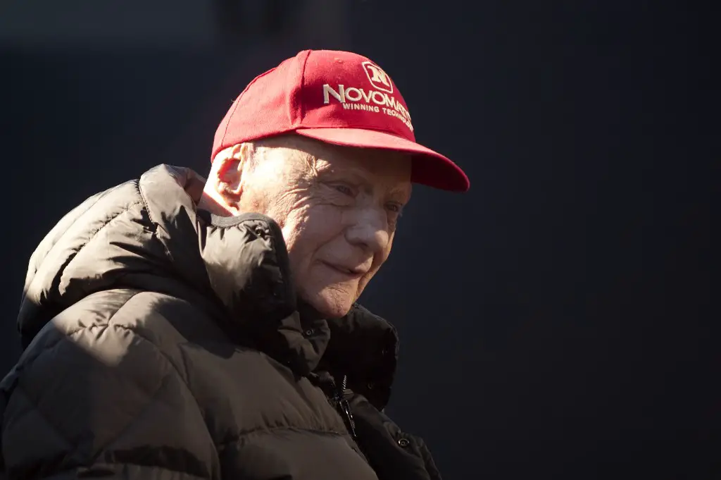 (FILES) In this file photo taken on February 1, 2015 Austrian former Formula One driver Niki Lauda looks on during the first day of the Formula One pre-season tests at Jerez racetrack in Jerez. - Former F1 champion Niki Lauda dies: family tells media on May 21, 2019. (Photo by Jorge Guerrero / AFP)