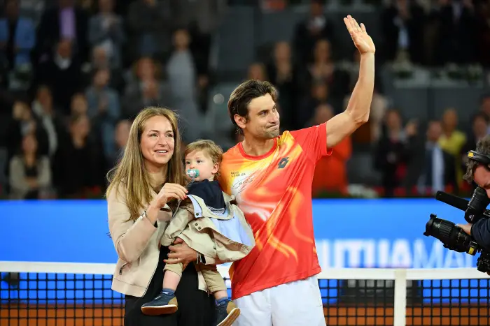 David Ferrer with his wife Marta Tornel and his son Leo