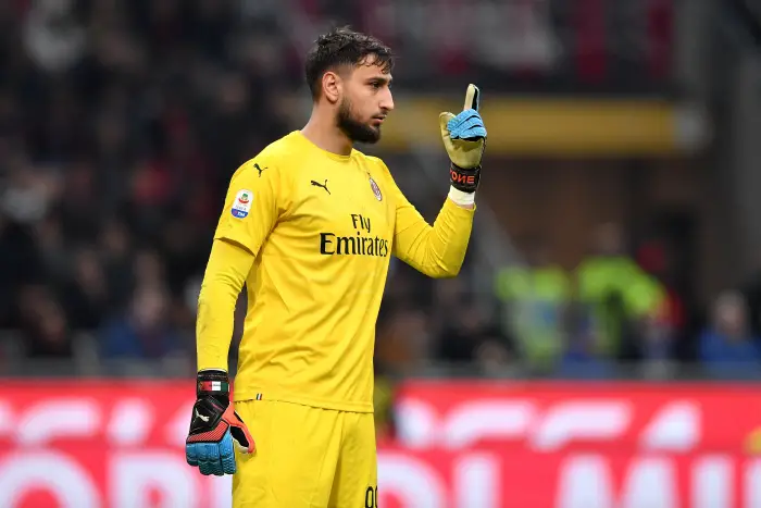 Gianluigi Donnarumma of AC Milan  reacts