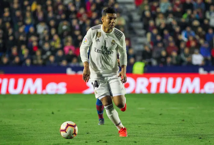 February 24, 2019 - Valencia, Valencia, Spain - Casemiro of Real Madrid  in action during La Liga Spanish championship, football match between Levante and Real Madrid, February 24th, Ciudad de Valencia stadium, in Valencia, Spain.