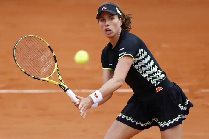 Tennis - French Open - Roland Garros, Paris, France - May 29, 2019. Britain's Johanna Konta in action during her second round match against Lauren Davis of the U.S.