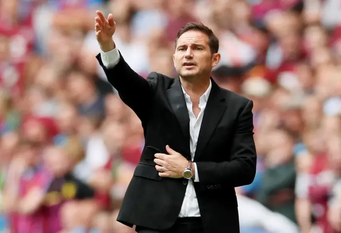 Soccer Football - Championship Playoff Final - Aston Villa v Derby County - Wembley Stadium, London, Britain - May 27, 2019  Derby County manager Frank Lampard gestures