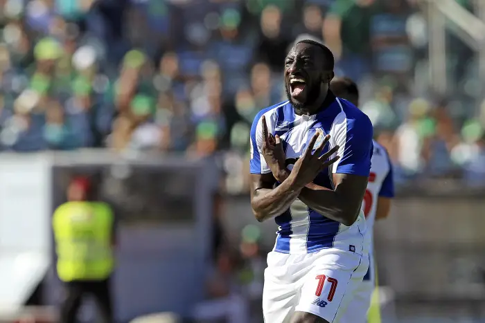 May 25, 2019 - Oeiras, Portugal - Moussa Marega of FC Porto celebrates with team during the Cup of Portugal Placard 2018/2019, Final - football match between Sporting CP vs FC Porto..(Final score: Sporting CP 2(5) - 2(4) FC Porto.