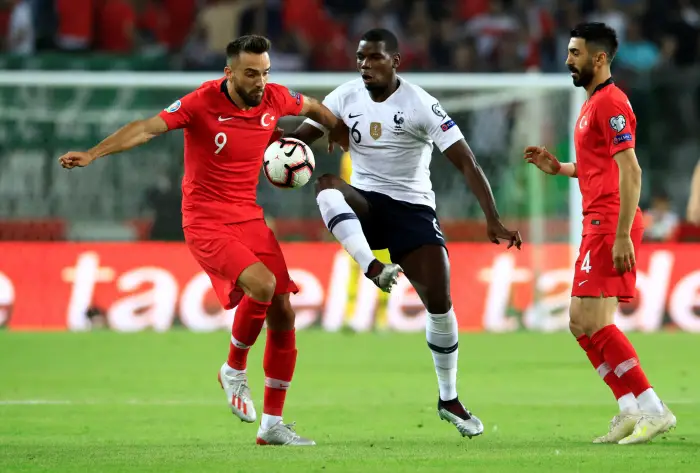 Soccer Football - Euro 2020 Qualifier - Group H - Turkey v France - Torku Arena, Konya, Turkey - June 8, 2019  Turkey's Kenan Karaman in action with France's Paul Pogba