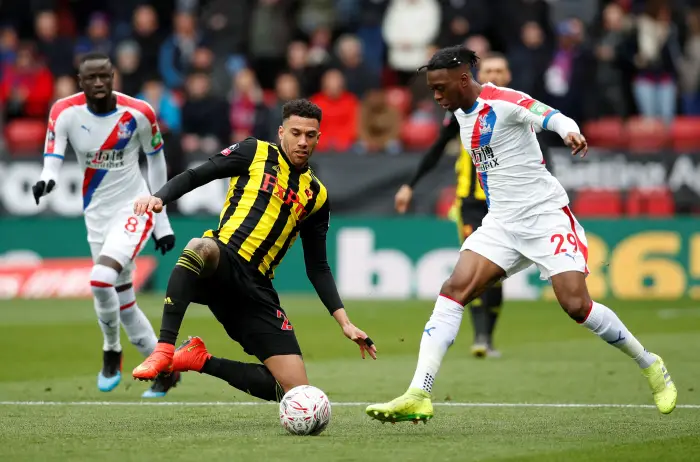 FA Cup Quarter Final - Watford v Crystal Palace - Vicarage Road, Watford, Britain - March 16, 2019   Watford's Etienne Capoue in action with Crystal Palace's Aaron Wan-Bissaka