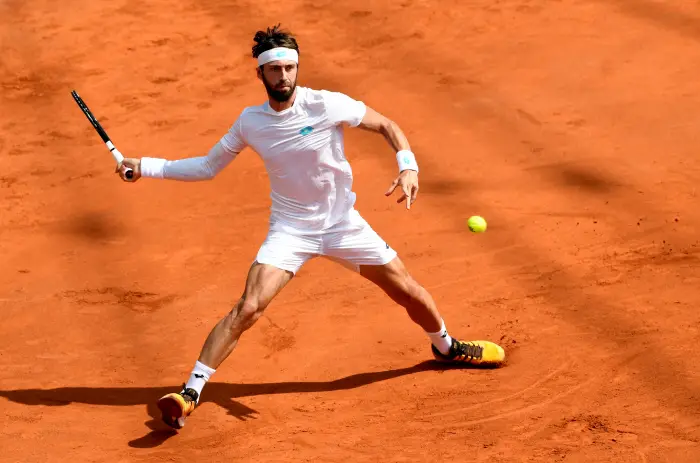 Tennis -  ATP 500 - HambHg EuroHan Open - Rothenbaum Tennis Center, Hamburg, Germany - July 28, 2019   Georgia's Nikoloz Basilashvili in action during the final against Russia's Andrey Rublev