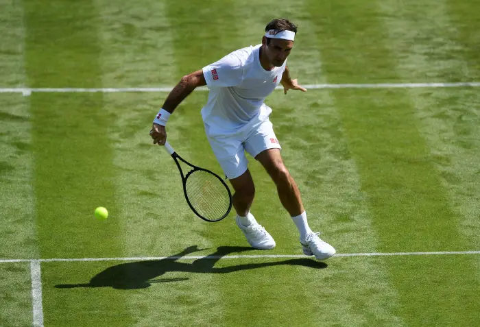Switzerland's Roger Federer during practice