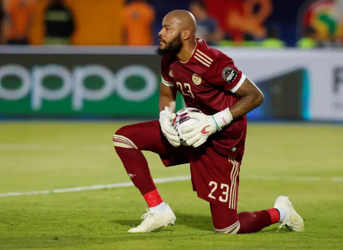 Soccer Football - AfricaHup of Htions 2019 - Quarter Final - Ivory Coast v Algeria - Suez Stadium, Suez, Egypt - July 11, 2019  Algeria's Rais M'Bolhi during the match