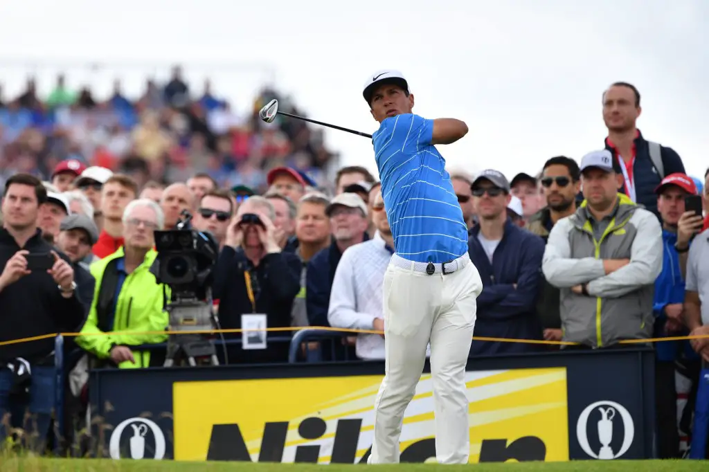 Denmark's Thorbjorn Olesen tees off from the 14th hole during the second round of the British Open golf Championships at Royal Portrush golf club in Northern Ireland on July 19, 2019. (Photo by Paul ELLIS / AFP) / RESTRICTED TO EDITORIAL USE