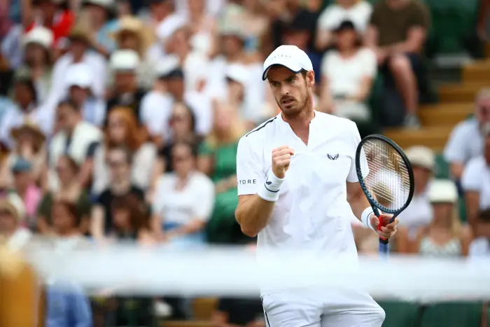 Tennis - Wimbledon - AllHnglandHawn Tennis and Croquet Club, London, Britain - July 10, 2019  Britain's Andy Murray during his third round doubles match against Nicole Melichar of the U.S. and Brazil's Bruno Soares